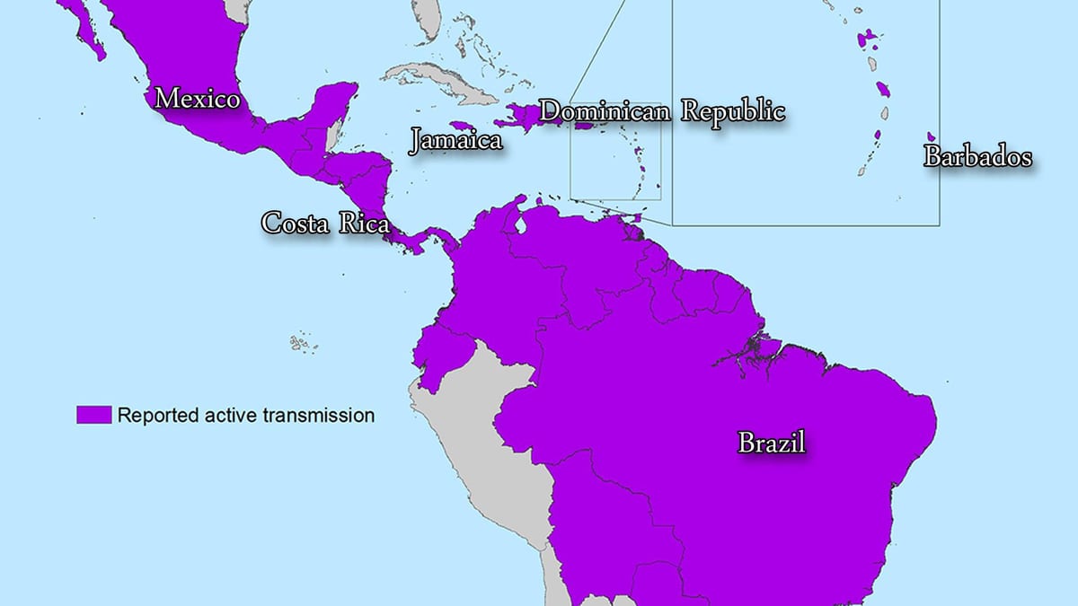 Карта на јамајка zika