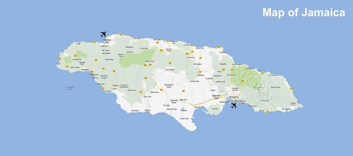 карта на јамајка аеродроми и одморалишта