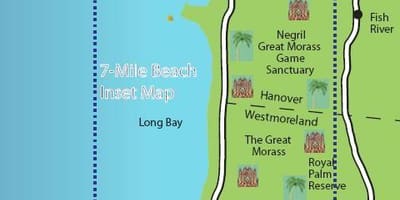 Карта на negril јамајка 7 километри на плажа